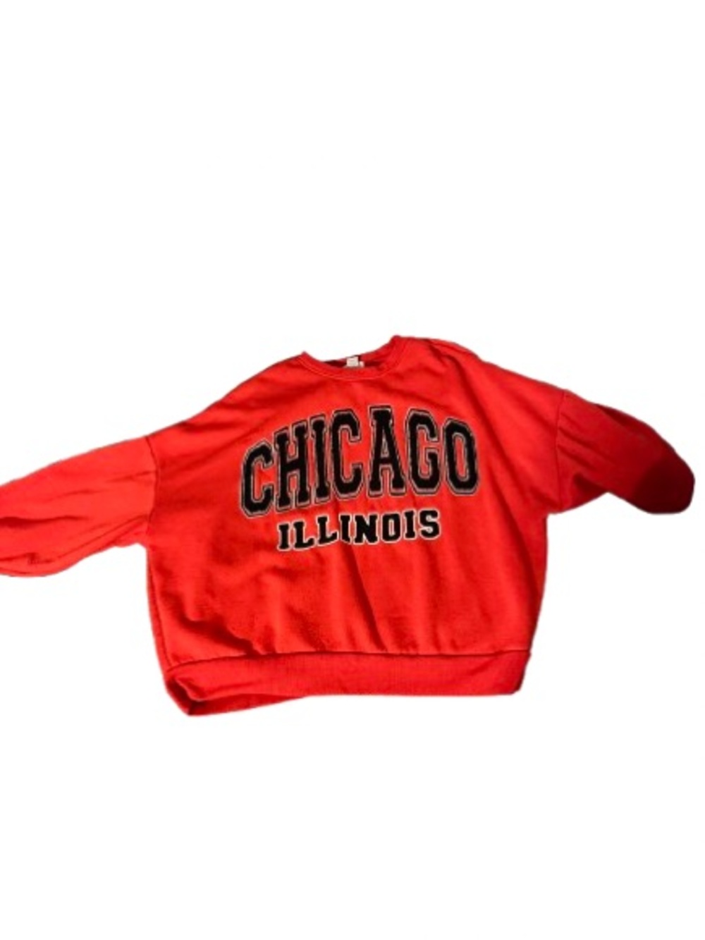 Rue21 Red Oversized Crewneck Sweatshirt with Black Lettering-Size Medium